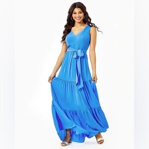 Lilly Pulitzer Maurine Maxi Dress in Blue Thistle - Size 2 - Blue